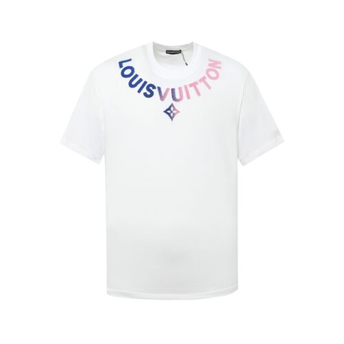 LV T-shirt White Gradient Logo