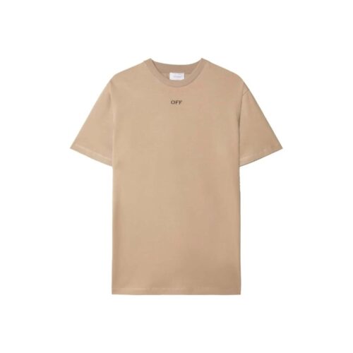 OFF-WHT T-shirt Embroidered Logo Print Brown