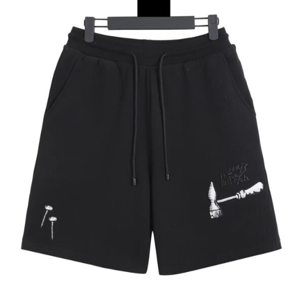 LV Shorts Black Embroidered Tools