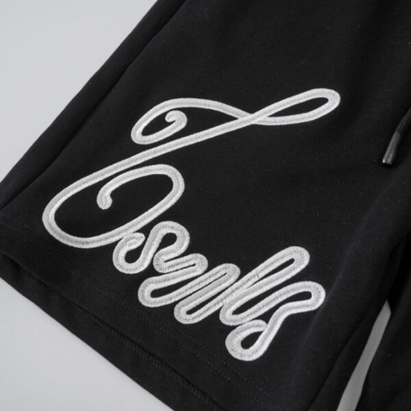 LV Shorts Black Script Embroidery