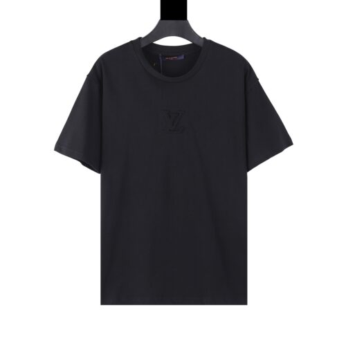 LV T-shirt Black Embroidered Logo
