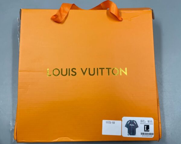 LV T-shirt Short-Sleeved Cotton Intarsia Crewneck