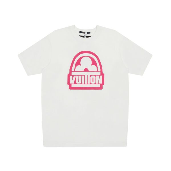 LV T-shirt White Pink Logo