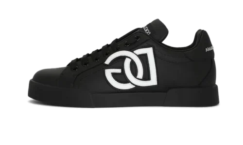 Calfskin Portofino sneakers with DG logo Black