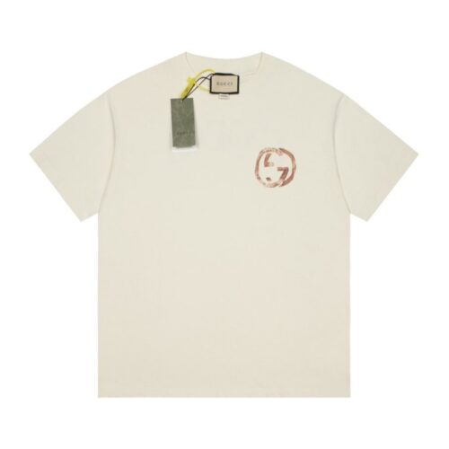 GG T-shirt Distressed Logo Beige