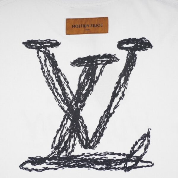 LV T-shirt White Sketch Logo