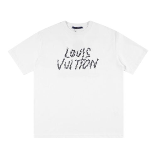 LV T-shirt White Sketch Logo