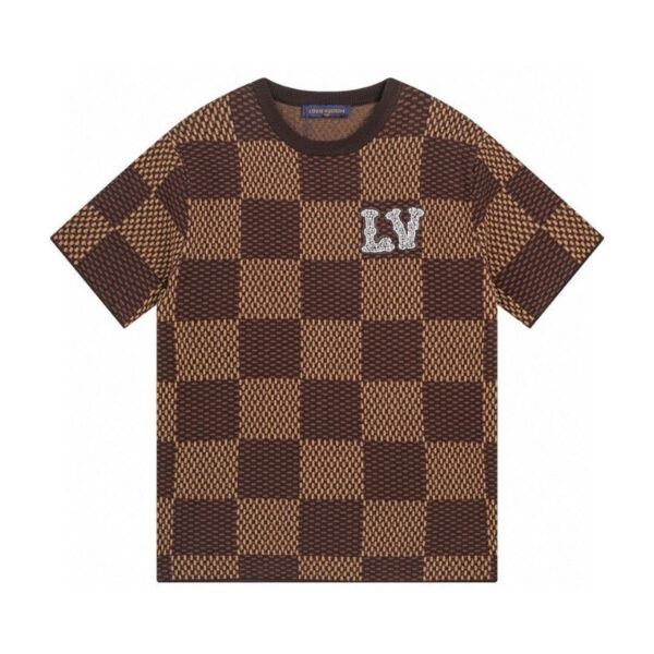 LV T-shirt Checkered Logo