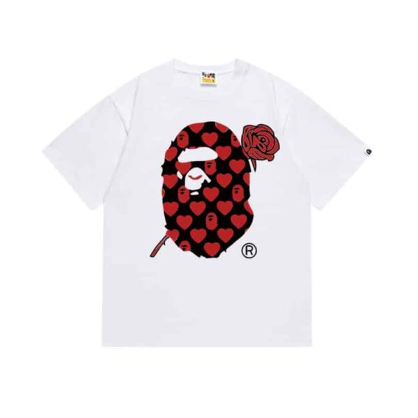BP T-shirt Heart Ape Head Rose White BP054